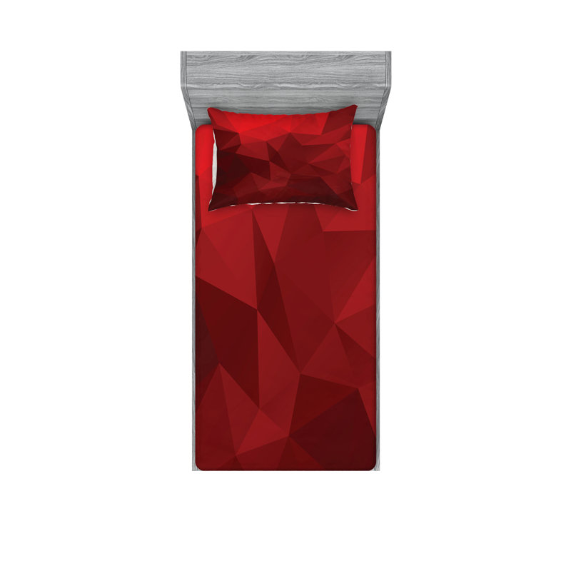 Drap-housse et coussin décoratif Ambesonne, rouge rubis écarlate, Ensemble de draps-housses pour lit simple + 2 taie