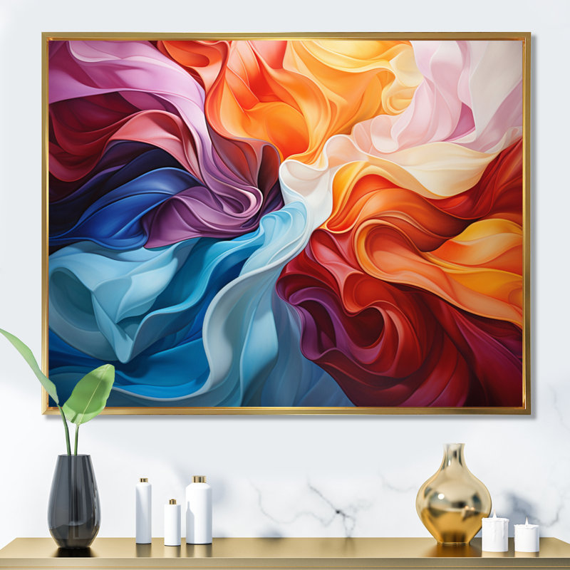 Opt Art Dynamic Chromatics - Op Art, art encadré, H 12 po x l 20 po x P 1 po, Cadre flottant doré