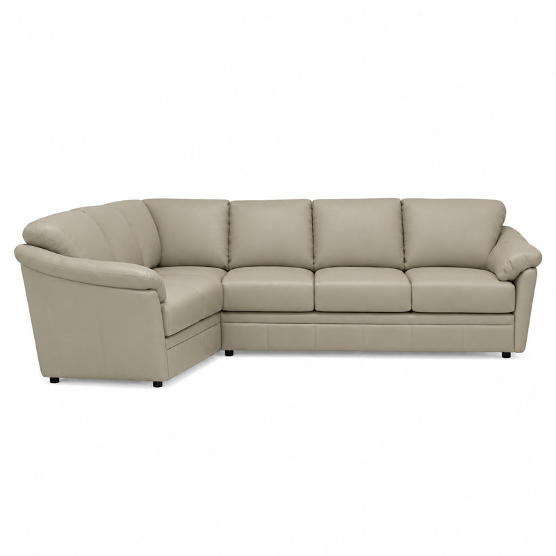 Canapé modulaire en cuir fleur Ramdev, Orienté à droite, Cuir véritable gris
