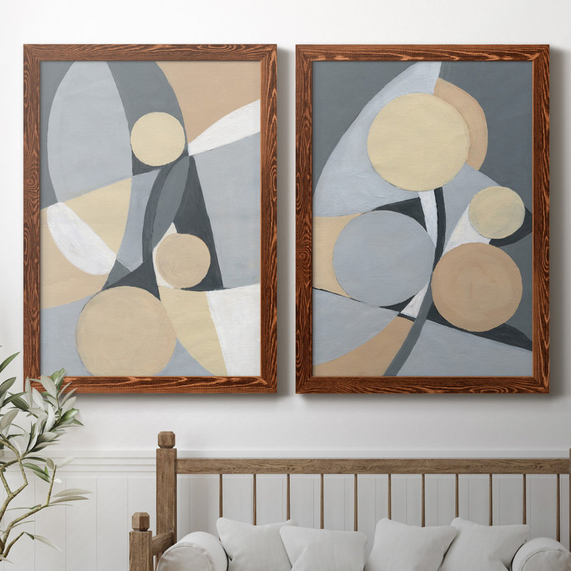 Millenium I - ensemble de 2 reproductions d'art, Pas de tapis, H 31,5 po x l 47 po x P 1,5 po, Toile avec cadre érable