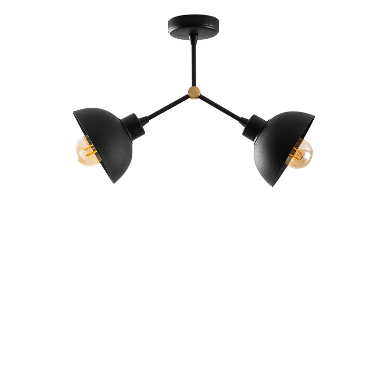 Lustre industriel moderne, structure en fer noir, 18 x 6 po | Hauteur: 12,6 po | Diamètre du capuchon: 6 po | Plaque de base: 4 po | 2 x E27 de 40 W maximum | Design scandinave élégant pour le salon, la salle à manger et le vestibule