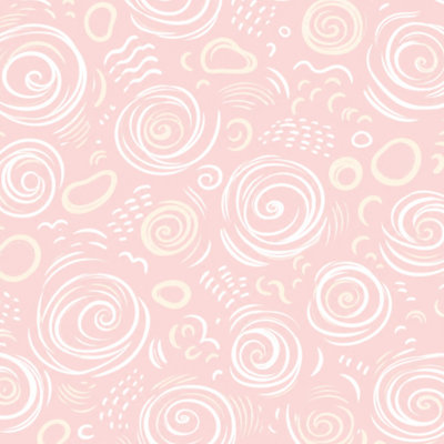 Papier peint adhésif à spirales abstraites en spirale rose pâle et blanc à motif abstrait l 17,7 po x H 118 po amovible