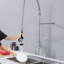 Robinet de cuisine commercial de 47 po de hauteur avec pulvérisateur rétractable 