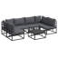 Vidaxl Garden Sofa Set With Cushion 7 Pcs Black Aluminium