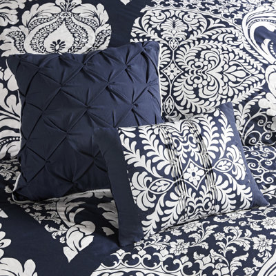 Ensemble d'édredon en coton 7 pièces pour grand lit Indigo
