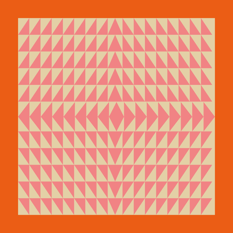 Triangles roses et oranges, H 12 po x l 12 po