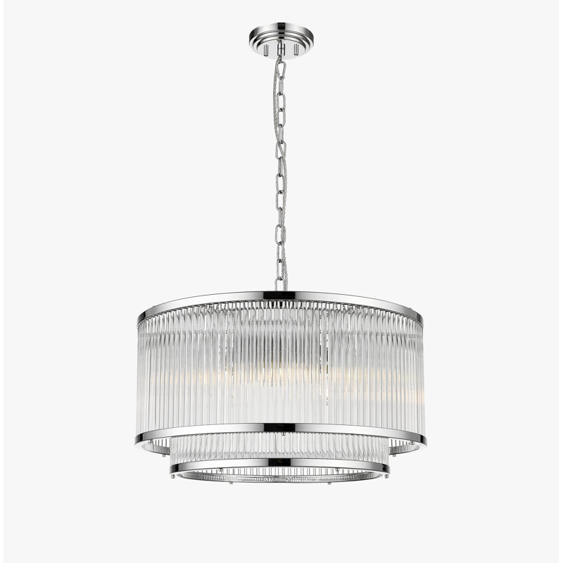 Dosch 5 - Light Geometric Pendant, Chrome, 145cm H x 41.5cm W, 5 Lights
