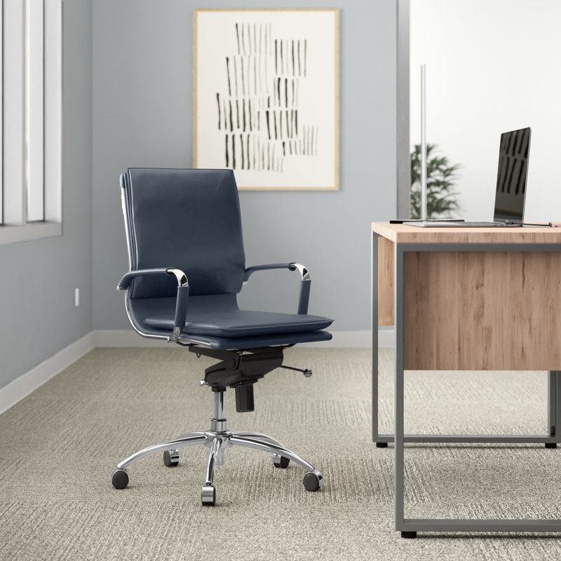 Chaseton Conference Chair, Chrome, Blue Faux Leather