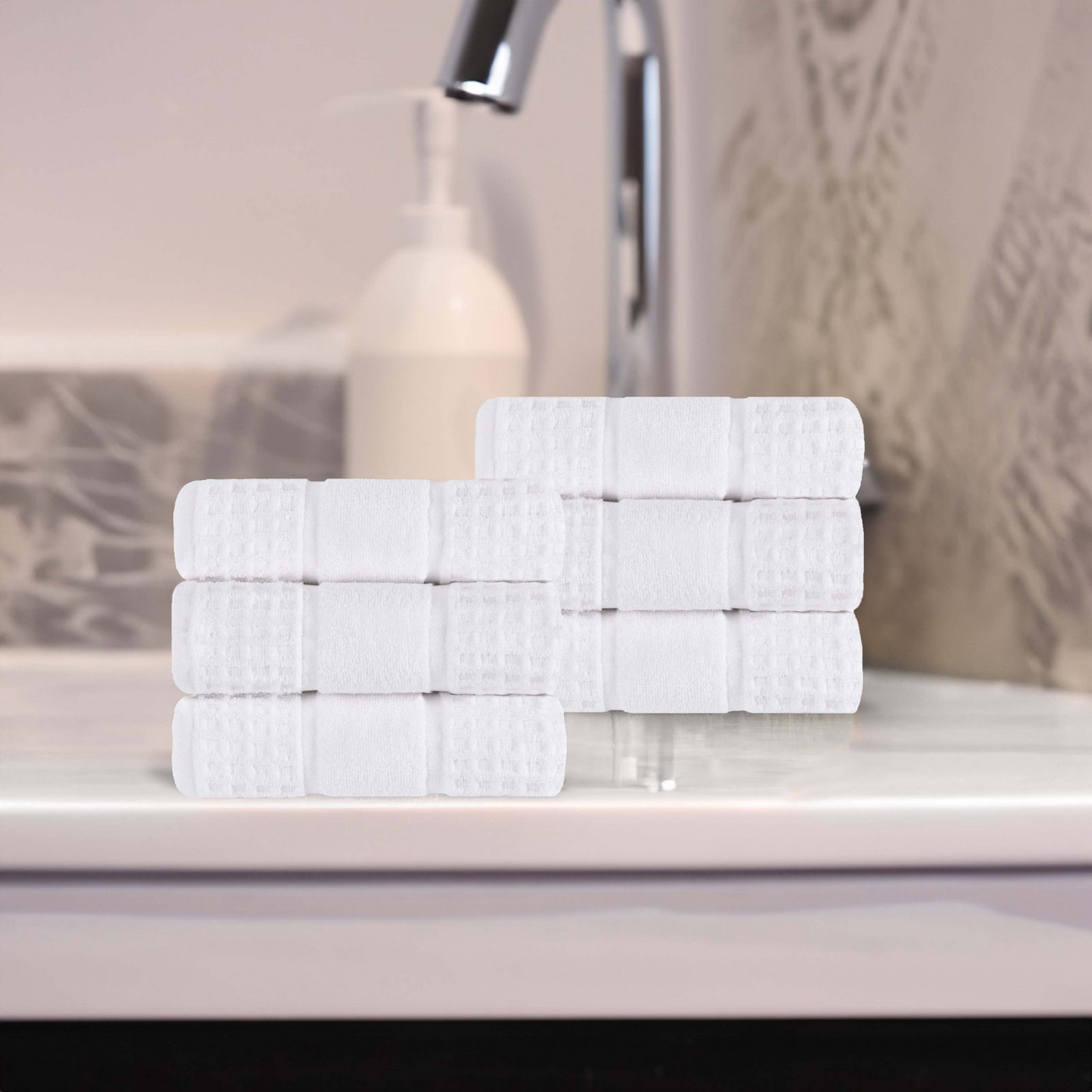 Camillah Waffle Cotton Hand Towel Set, White