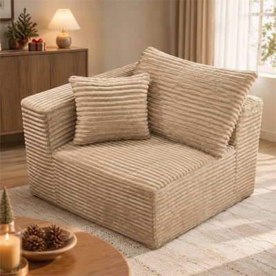 Armless Corduroy Modular Floor Sofa, Camel