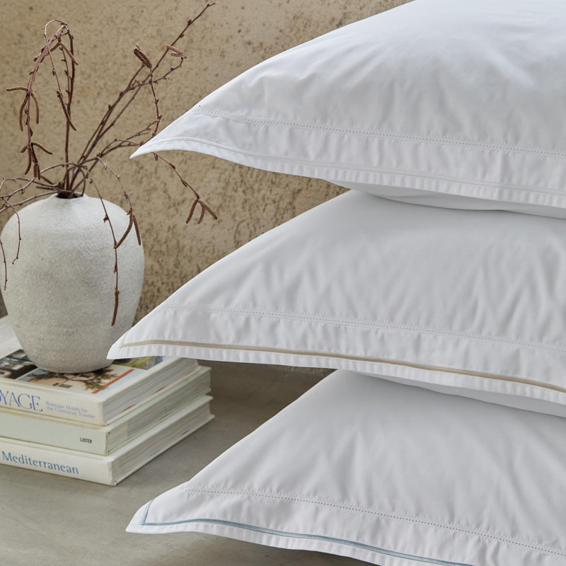 Sierra 100% Egyptian cotton percale Shams, white/ latte, Boudoir