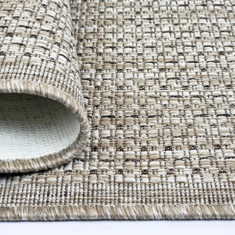 Non Slip Plain Solid Rug Flat Weave Kitchen Living Room Carpet, Taupe Brown, Rectangle 160 x 225 cm