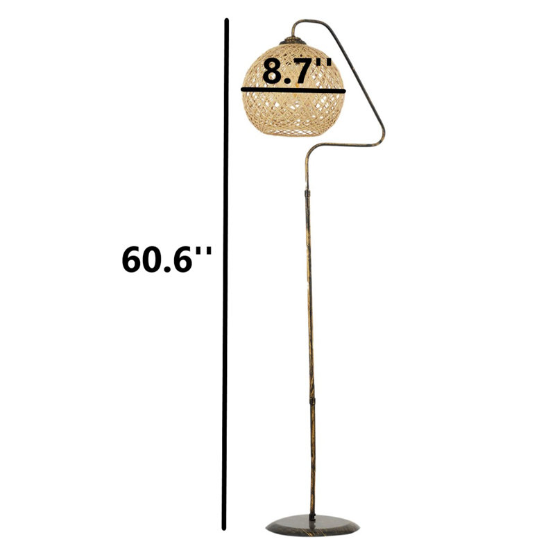 Anberlyn 60.63'' Arched Floor Lamp, Golden, Golden