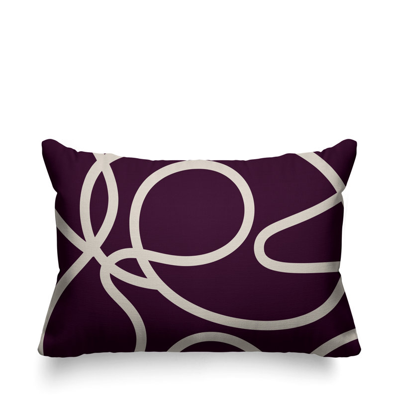 Coussin décoratif intérieur / extérieur Squiggles Abstract, 14 po x 20 po, Mauve, Rectangulaire