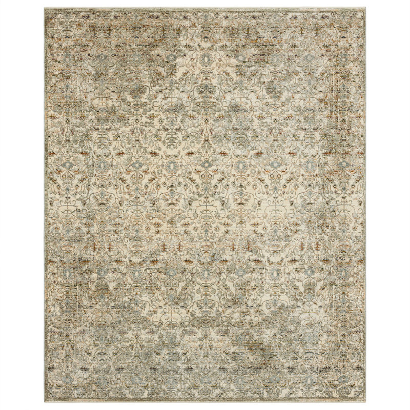 Gray and Cream Geometric Synthetic 5' x 7' Area Rug