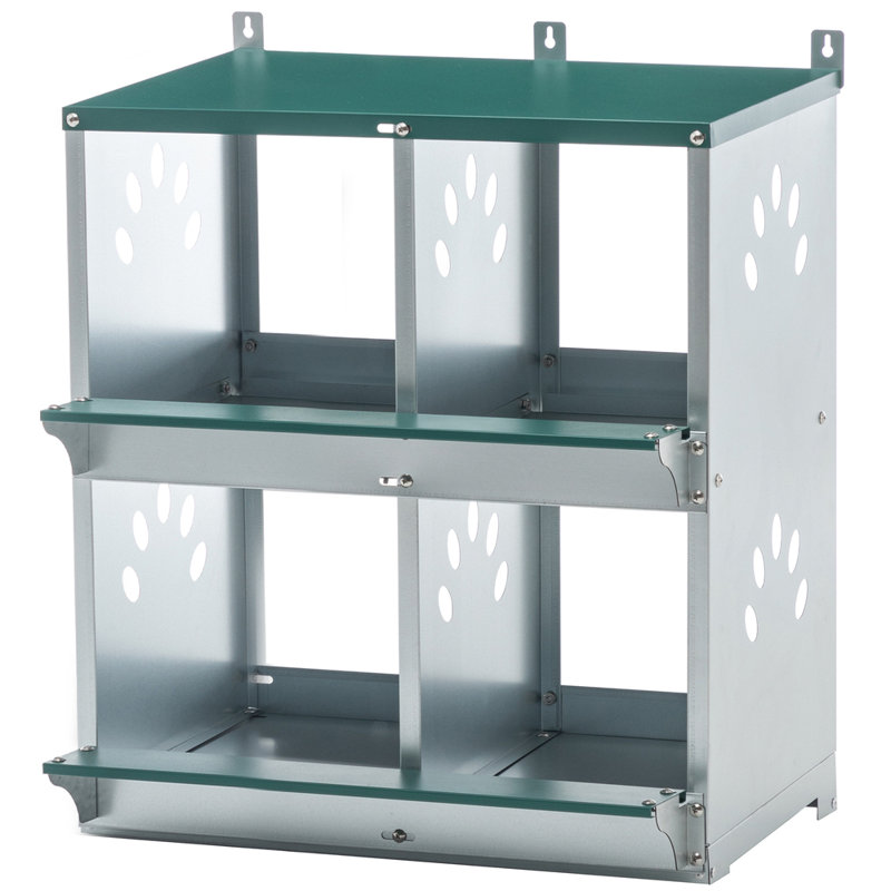4-compartment Metal Chicken Nesting Box – Wall-mounted Egg Laying Box For Different Chicken Breeds, Rust-resistant Galvanized Steel With Sloped Roof & Ventilation
