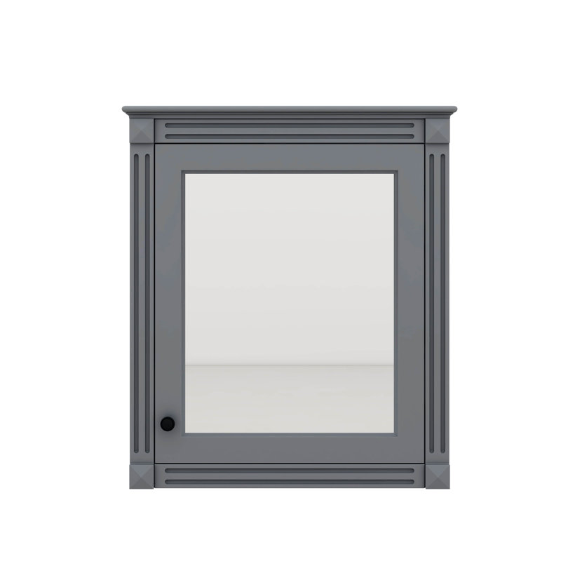 Armoire de salle de bain murale 24 po x 27 po avec miroir, armoire peu encombrante avec tablette réglable, Gris