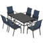 Ensemble de salle à manger 7 pièces avec trou pour parasol et tissu respirant Haughton-129674532