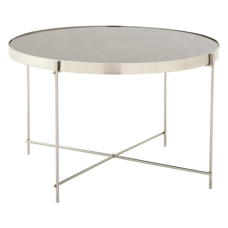 Ladson End Table, Grey Mirrored, Silver