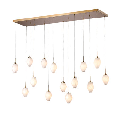 47-inch 14-light Grand Chandelier Handcrafted Cloud-patterned Glass