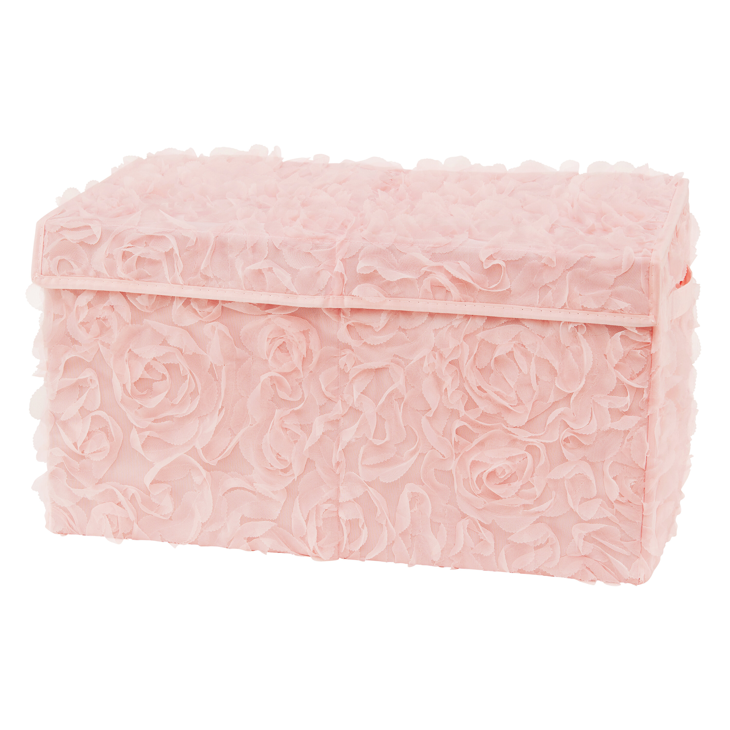 Sweet Jojo Designs Pink Floral Rose Foldable Fabric Storage Cube Bins