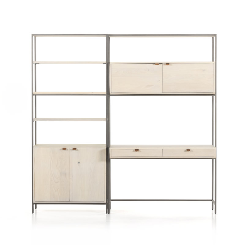 Trey Modular Bookcase Wall Desk, Dove Poplar