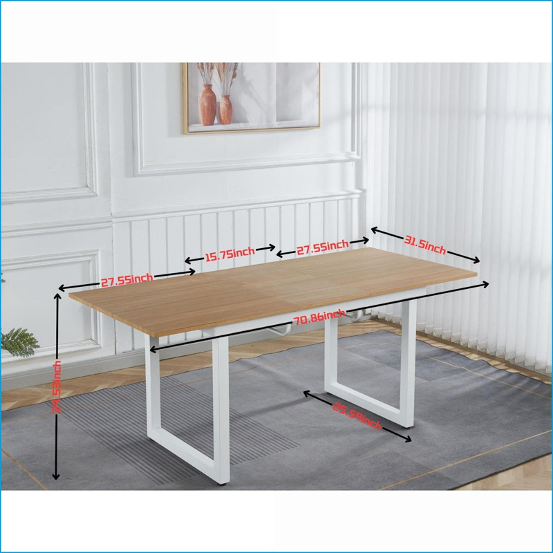 Table basse moderne et peu encombrante avec plateau en panneau de fibres à densité moyenne et amp; Pieds en métal, longueur réglable, facile à nettoyer pour le salon