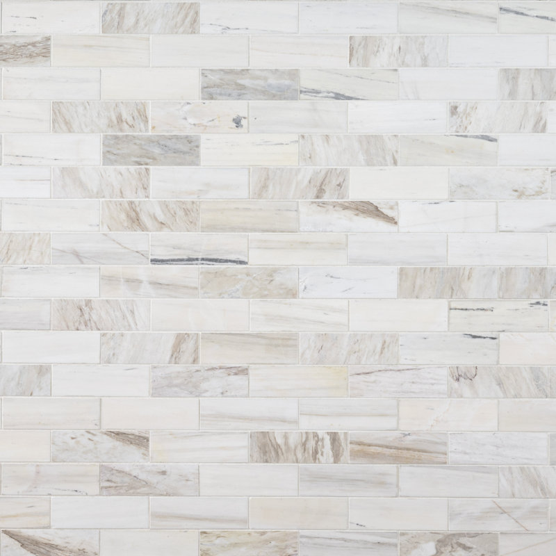 Auralie Subway 12 in. x 12 in. Polished Marble Mosaic Floor and Wall Tile