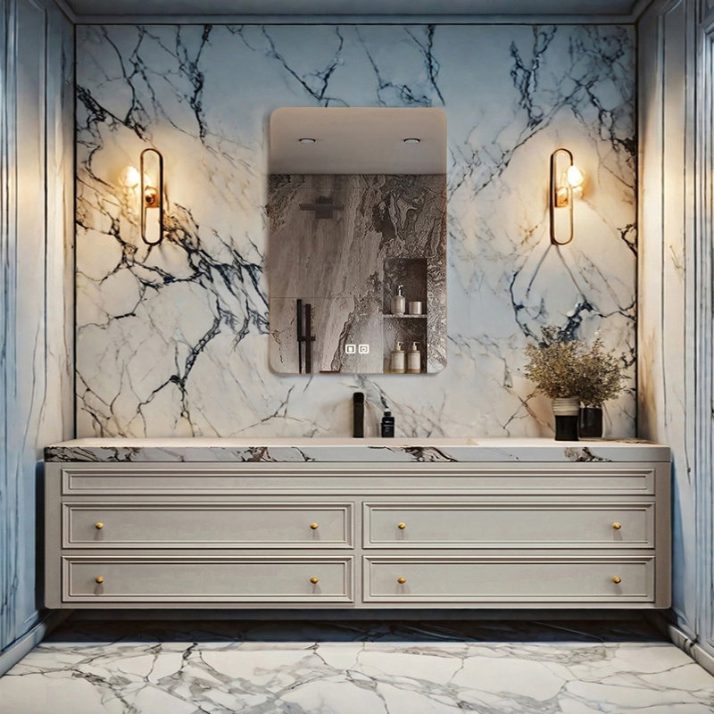 French modern rock plate bathroom cabinet, 19.68" H x 66.92" W x 19.68" D