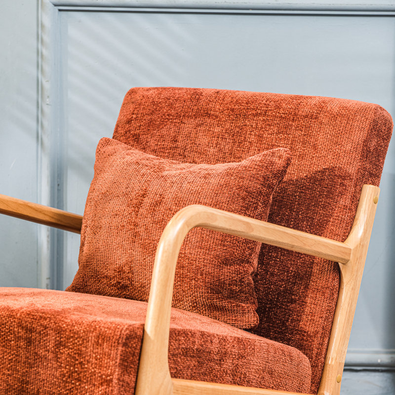 Drexler Solid Wood Lounge Chair, Beige Corduroy 