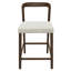  Tabourets de comptoir modernes en noyer et beige, ensemble luxueux de 2 chaises de pub haut de gamme, sièges en bois d'hévéa à dossier courbé contemporain
