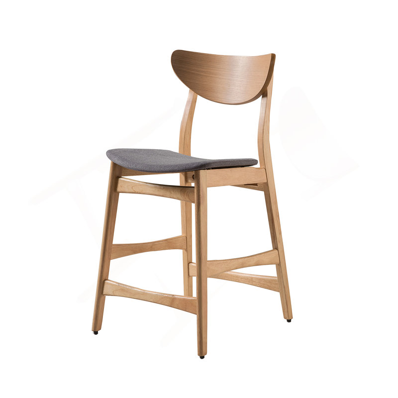 Chaise à hauteur de comptoir, Naturel, Gris foncé