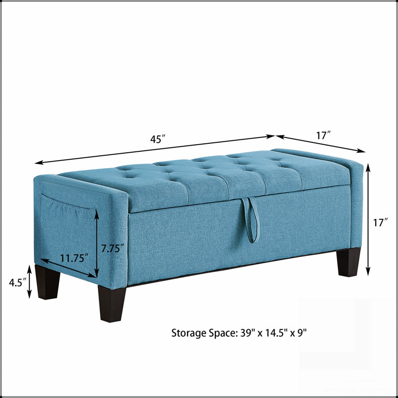 Repose-pieds avec rangement, banc de repose-pieds avec charnière de sécurité, poids de 350 lb, banc de hall d'entrée rembourré avec sièges pour la chambre à coucher, le salon