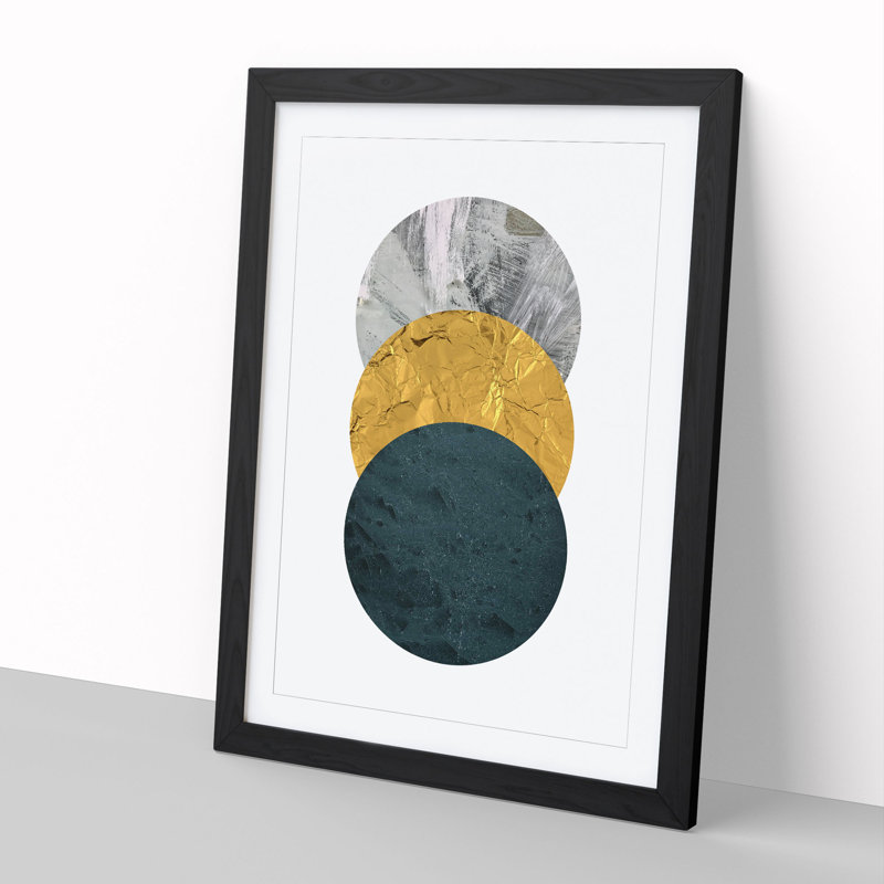Textured Shapes No.1 - Framed Print, 90cm H x 65cm W x 2cm D, Black Framed
