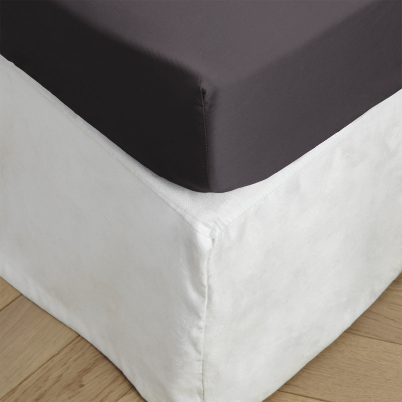 Aurore 100% Cotton Fitted Sheet, Double (4'6), Anthracite
