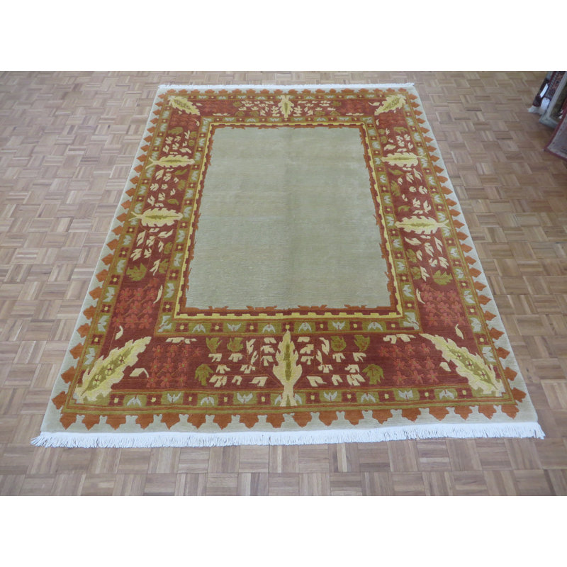 Tapis de zone one-of-kind-noué la rouge/vert 8 pi 9 po x 11 pi 9 po Bettine