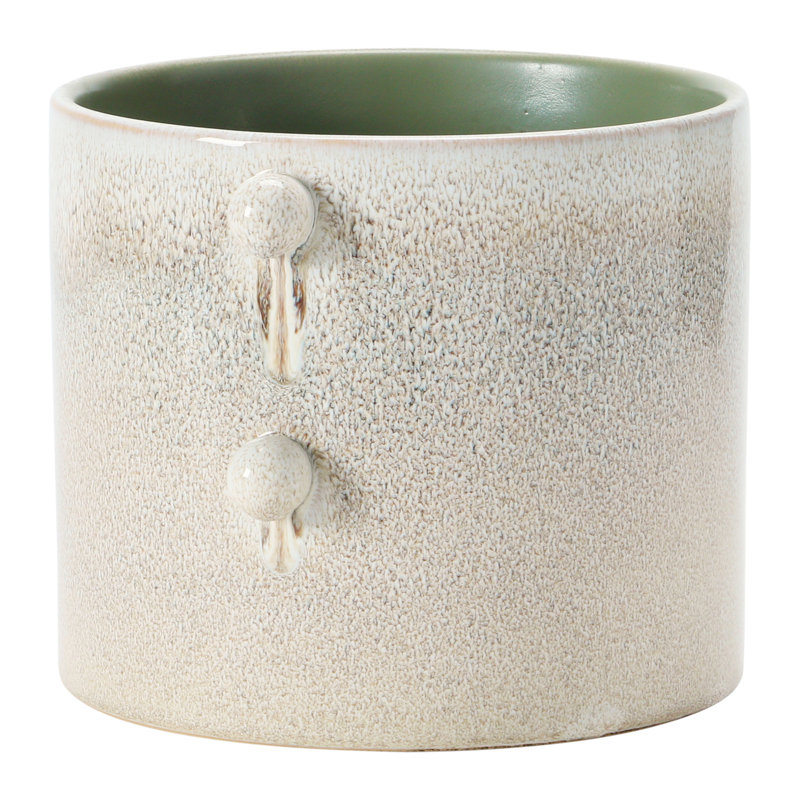 Elegant Cream Stoneware 9.75'' Round Indoor Planter
