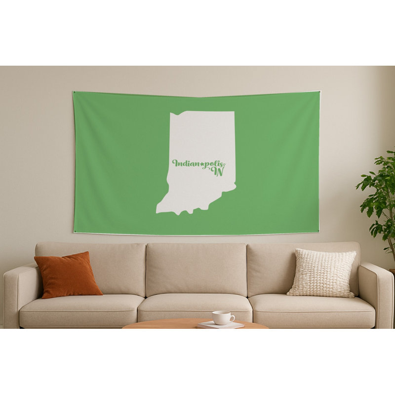Douce demeure d'Indianapolis — Silhouette de l'État de l'Indiana — Tapisserie murale tissée de paysage, H 26 po x l 36 po