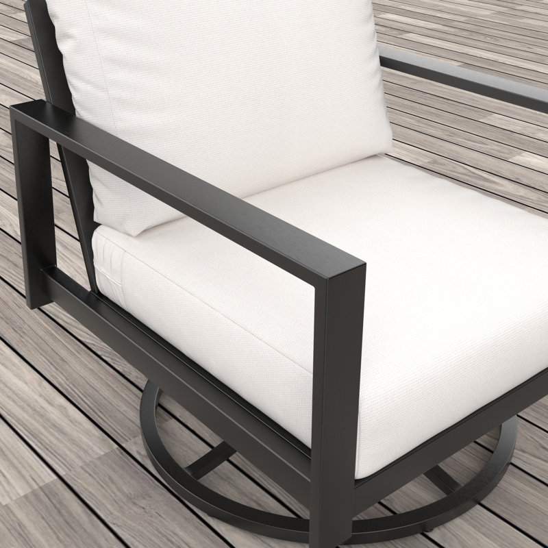 Chaise berçante d'extérieur en métal avec coussins Sunbrella® Townsend, Tissu naturel Sunbrella®, Bare, No