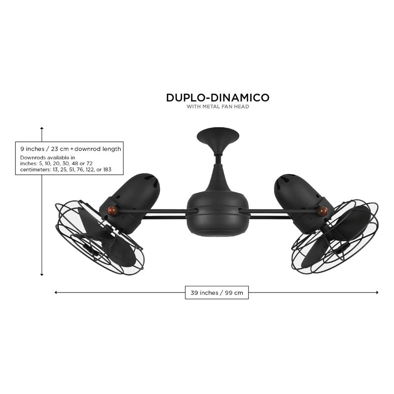36" Duplo-Dinamico 6 Blade Ceiling Fan, Polished Chrome, 39" Wide