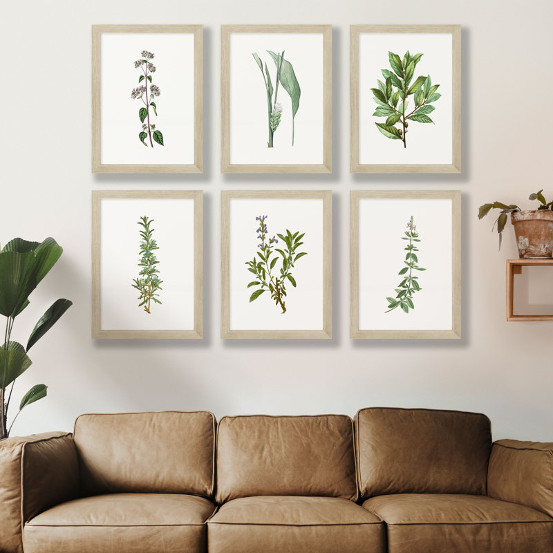Ensemble de 6 pièces rétro floral sur papier, H 12 po x l 9 po
