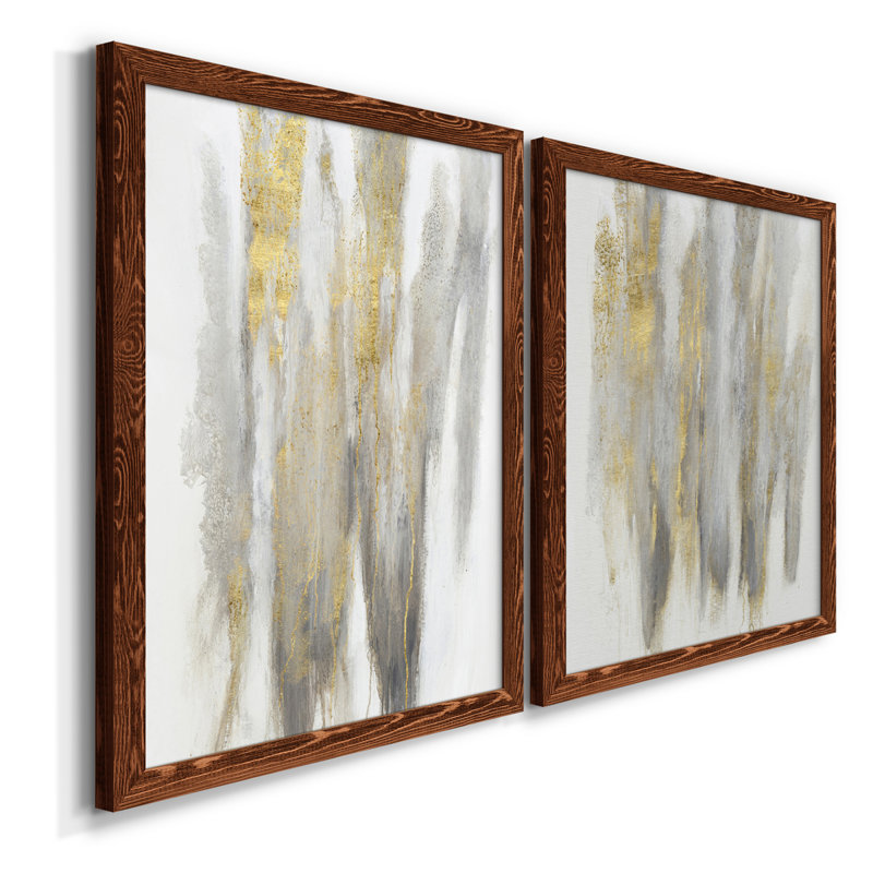 «Free-Flowing I», ensemble de 2 reproductions d'art encadrées, H 43,5 po x l 31,5 po x P 1 po, Toile encadrée noyer