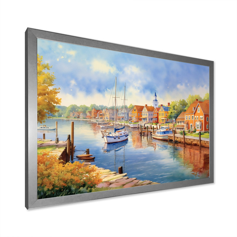 Paysage du canal de la baie Maryland, H 12 po x l 20 po x P 1 po, Cadre photo argenté