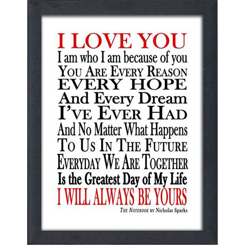 « i will be always », art textuel encadré, H 37,5 po x l 25,5 po x P 1 po
