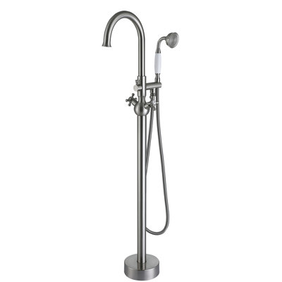 Brushed Nickel Bathroom Bathtub Faucet With Hand Shower - Metal Build, Elegance Included In Metal, Perfection
