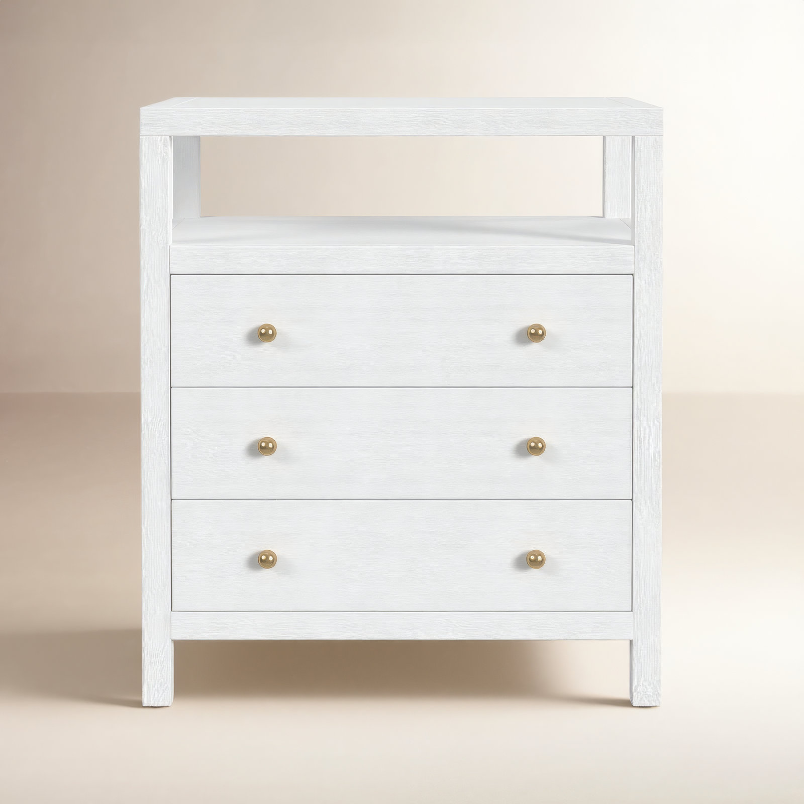 Celine 3-Drawer Acacia Nightstand, Textured White