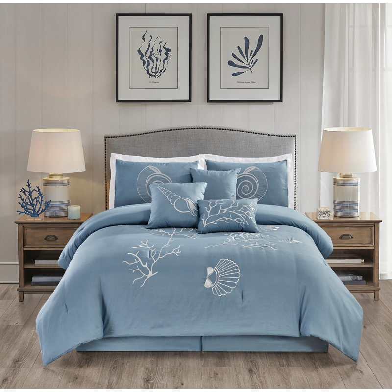 Cecily Coastal Abstract Comforter, King Comforter + 6 Additional Pieces