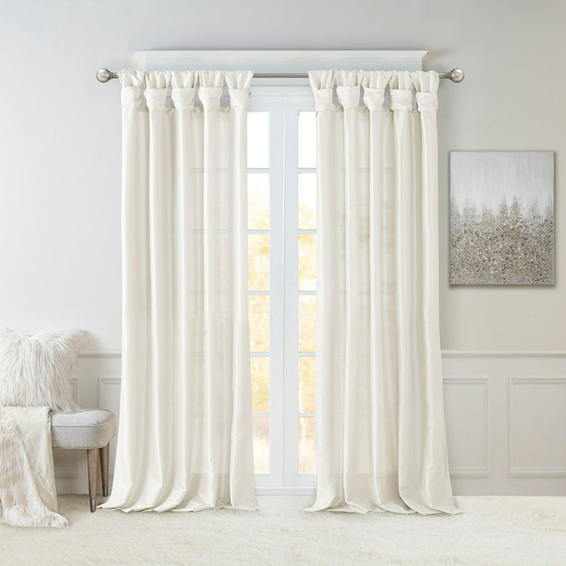 Twist Tab Lined Window Curtain Panel(Only 1 Pc Panel), 50" W x 84" L, White