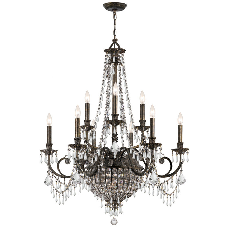 Lustre à 12 lumières de style bougie avec détails en cristal Markenfield