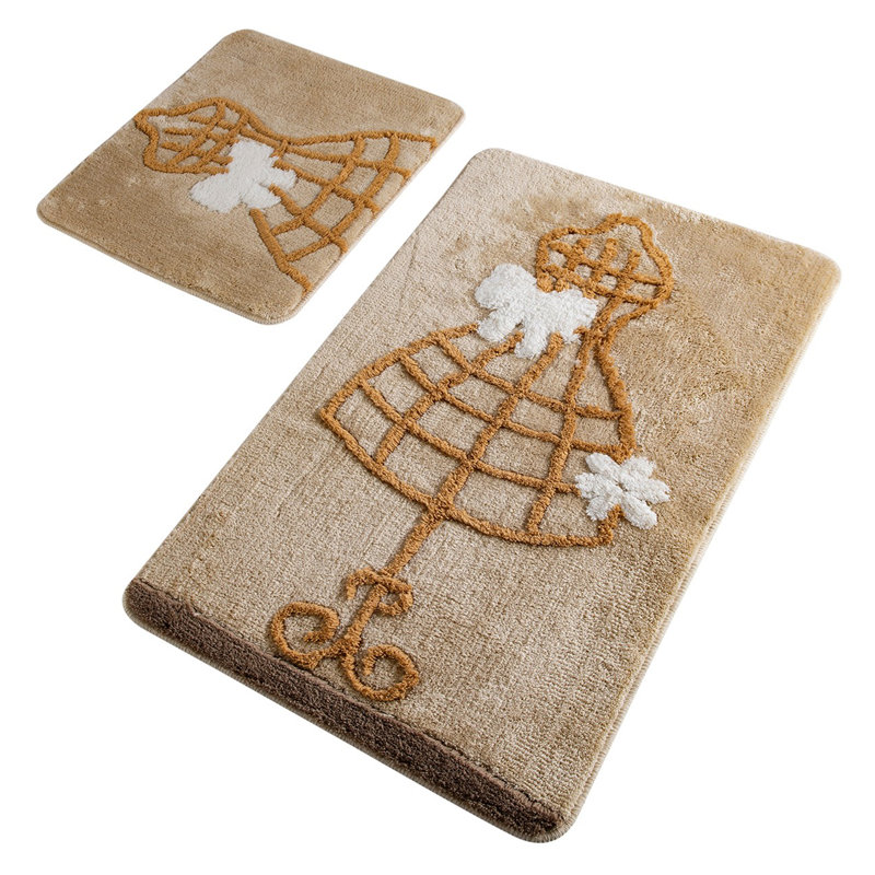 Acrylic Bathmat Set (2 Pieces), Antibacterial & Non-Slip, 19.7 x 23.6 inches & 23.6 x 39.4 inches | 100% Acrylic, Pile Height: 0.7-1.2 inches | Machine Washable, Soft & Durable for Your Bathroom Decor